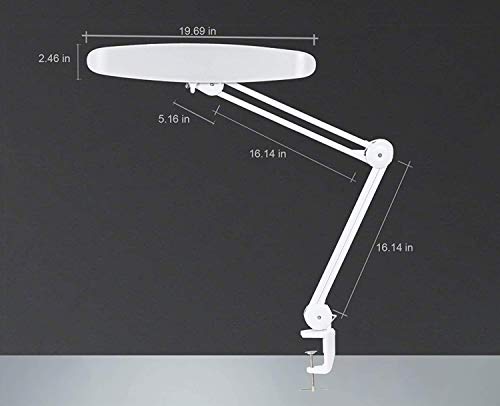 Neatfi XL 2,200 Lumens LED Task Lamp with Clamp, 24W Super Bright Desk Lamp, 117 Pcs SMD LED, 20 Inches Wide Lamp, 4 Level Brightness, Dimmable, Eye-Caring LED Lamp, Table Clamp LED Light (White)