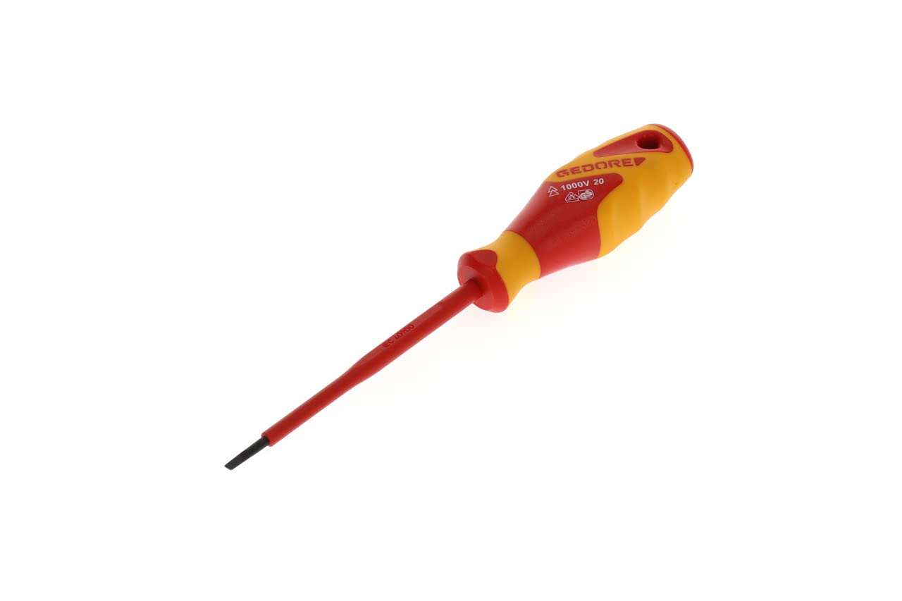 GEDORE VDE Screwdriver slotted, Screwdriver 1000 V insulated, Electric, Length 185 mm, Tool, VDE 2170 3, Steel