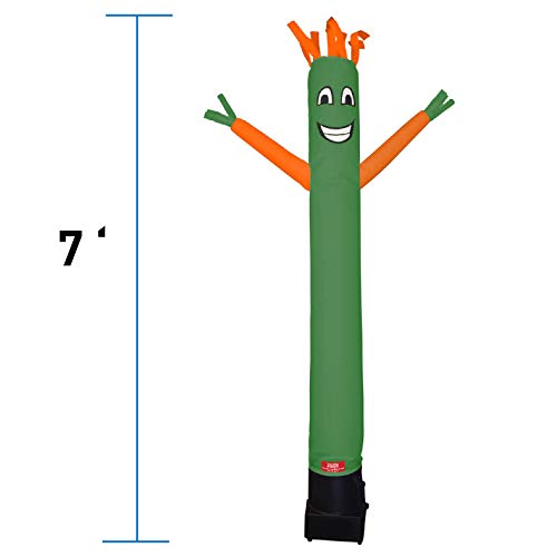 7 Foot Inflatable Dancing Wacky Air Tube Man - Sky Guy Comes Complete with Puppet Dancer Balloon and Blower Included (Green Body with Orange Arms)