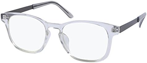 Zero Strength Lens Computer Glasses Clear Front Metal Temples Anti Glare Anti Reflective Blue Light UV Blocking Unmagnified Lens Womens Mens Gaming Glasses + Pouch