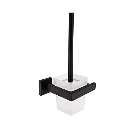 Turs Bathroom Toilet Brush With Holder Storage Organizer Brush Holder SUS 304 Stainless Steel Wall Mount, Matte Black, Q7009BK