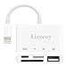 Kicoeoy USB Camera Adapter, 4 in 1 SD/TF/Trail Game Camera Card Viewer Reader, USB OTG Adapter Cable Compatible with iPhone x/5/5s/6/6s/6 Plus/7/7s/7 Plus/Pad, Plug and Play (white)