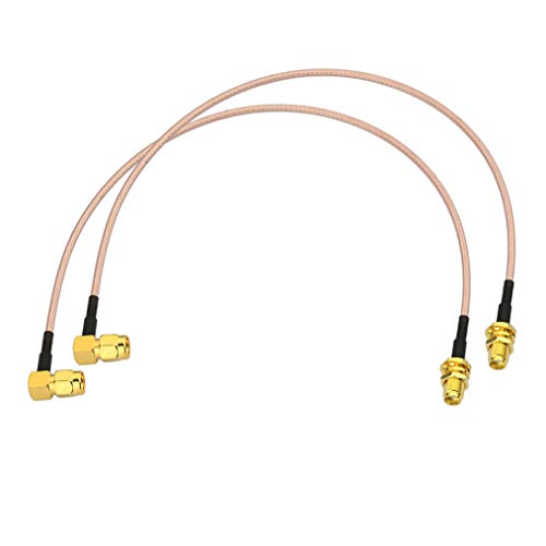 Bingfu RP-SMA Female Bulkhead Mount to RP-SMA Male Right Angle RG316 WiFi Antenna Extension Coaxial Cable 30cm 12 inch (2-Pack) for WiFi Router Wireless PCI Express PCIE Network Card WiFi Adapter