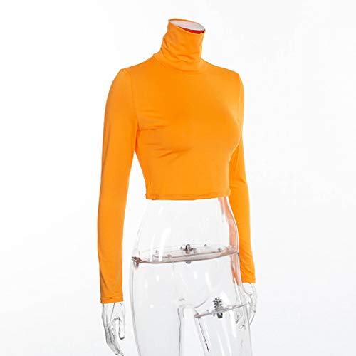 Keliay Bargain Fashion Women High Turtle Neck Leotard Crop Tops Long Sleeve T-Shirt Blouse - Thumbnail 4
