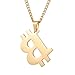 Bitcoin Necklace with 20 inch Chain Rust-Free Stainless Steel Gold Plated Pendant Jewelry for Men and Women - Unique Psychical Collectible Digital Currency Fashion | Gift Pouch + 1 Free Coin Included