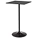 COSTWAY High Table Square Pub Bar Table Black MDF Top with Black Leg and Base