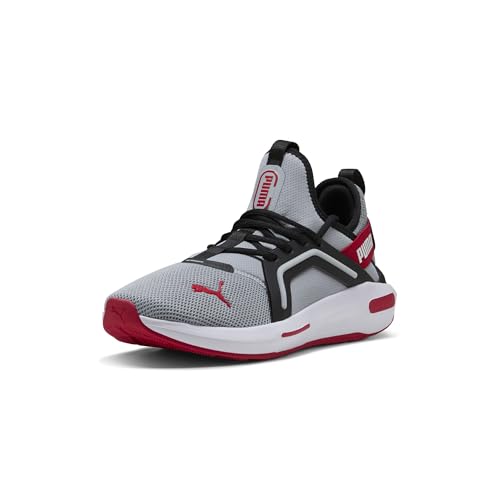 PUMA Men’s Softride Enzo 5 Cross Training Shoes, Cool Mid Gray-Black-Strong Red, 7, 7