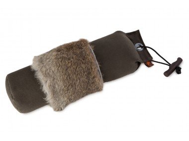 Firedog Dummy mit Kaninchen-Fell 1000 g khaki - mit Kaninchenfellring