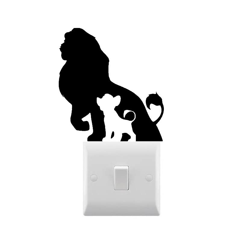 Pack of 4 Lion Mufasa/Simba Inspired Novelty King Light Switch Stickers, Laptop Sticker, Tablet Sticker, Wall Stickers (Black)