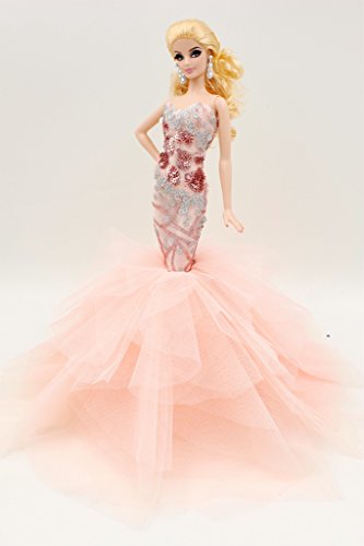 [Fit Barbie Doll] Cora Gu Handmade Creamy Sequin Princess Mermaid Gown/Sequins Dress/ For Barbie Doll/ Silkstone / Girl s Presentï¼ˆDolls not included & Gift-Boxed!ï¼‰
