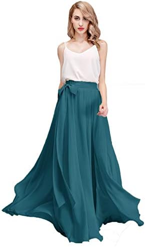 Chiffon Maxi Skirt Bridesmaid Dresses Long High Waist Floor Ankle Length Elastic Women Dresses with Belt