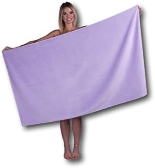 Ephesus Soft Terry Velour Solid Beach Pool Towel - 35" x 60" Large Size Absorbent - Lavender - Set of 1