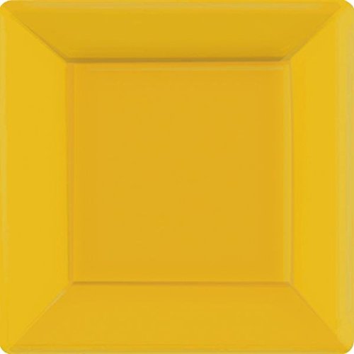 Sunshine Yellow Square Paper Plates |10" | Pack of 20 | Party Supply