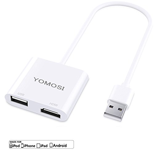 Click Here to See More Images YOMOSI HD Mirroring Cable,HDMI Adapter with USB Connector,HDMI Connector,Power Adapter USB Port for iphone/ipad/android