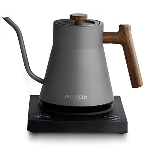 POLIVIAR Electric Gooseneck Kettle, 1200W Electric Tea Kettle w/teak