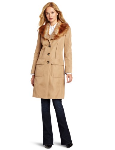 Jones New York Women's Large Pocket Double Breasted Coat, Camel, Large