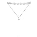 QILMILY Silver Choker Necklace Layered Metal Withe Choker Necklace with Pendant Long Tassel Chain Sexy Choker Y Shaped Lariat Chokers Necklace for Womens Teen Girls