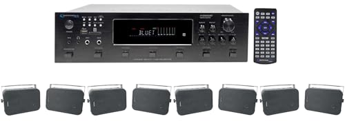 Audiosavings Bundle: (1) Technical Pro H12X500UBT 6000w 6-Zone 12-Speaker Home Theater Bluetooth Receiver Bundle with (4) Rockville HP65S-8 Black 6.5