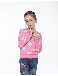 Kid Nation Sudadera de manga larga para niñas, cuello redondo, de algodón, con corazones de amor