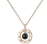 BnYdesignLLC Rose Gold Plated and Silver Plated Pendant Necklace I Love You 100 Languages ... (Rose Gold 2)