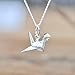 Origami Crane Necklace in Sterling Silver with 16 Inch Chain
