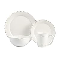 American Atelier 16 Piece Bianca Bead Round Dinnerware Set, White - 1566905-RB