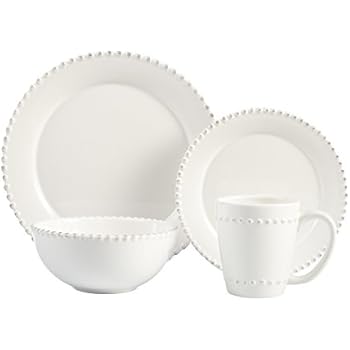 Amazon Com American Atelier 16 Piece Bianca Bead Round Dinnerware