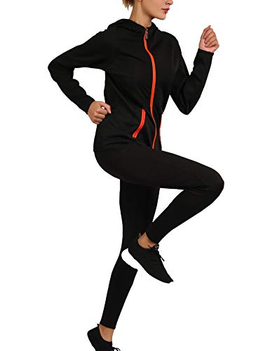 Active Wear Sets for Women -Workout Clothes Gym Wear TracksuitsYoga Jogging Track Outfit Legging Jacket 2 Pieces Set (S) Black ...