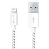[Apple MFi Certified] Inateck 4ft/ 1.2m Nylon Braided Lightning to USB Cable, Charging Cord with Heat-Resistant Connector for Apple iPhone 7/ 7 Plus/ 6s/ 6s Plus/ iPad - White
