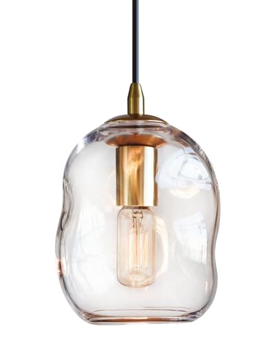 Photo 1 of CASAMOTION Pendant Lights Kitchen Island Clear Glass Organic Globe Modern Gold Ceiling Hanging Light Fixtures Bar Counter Porch Patio Over Sink Dining RoomTable 8 Inch Height