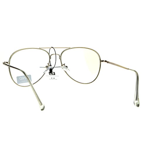 Classic Gold Aviator Glasses Clear Lens Metal Frame Spring Hinge UV 400