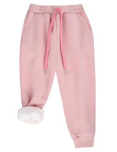 Gihuo Girls Fleece Pants Unisex Winter Warm Sherpa Lined Sweatpants Jogger(Pink-4Y) at Amazon