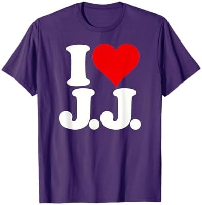 Amazon.com: I Love Heart J.J. JJ J J Initials T-Shirt : Clothing