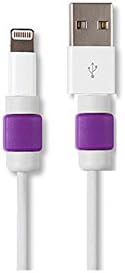 Lighting Cable Protectors - Waloo™ Lighting Cable Protector [Zoonix Series] 6 Pack Cable Protectors - Prevents Fraying and tearing of iPhone Lighting Cables (Purple)