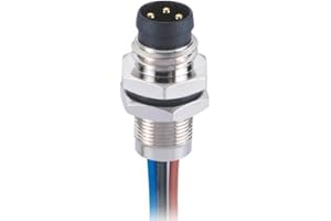 ELECBEE M8 Cable Connector, 3 Pin A Coding Male Circular Connector Waterproof with 75CM 24AWG Cable Rear Mount Straight Panel Mount Socket