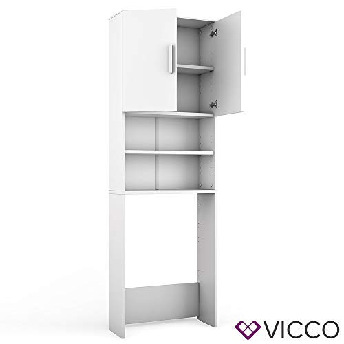 Vicco Waschmaschinenschrank Weià 64x190x26 cm - Badezimmerschrank für die Waschmaschine, Zusätzlicher Stauraum oberhalb des Geräts für Waschmittel & Zubehör – Bild 5