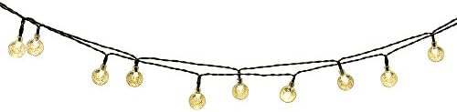 OPOW Solar Outdoor String Lights 19.7 ft 30 LED Warm White Crystal Ball Christmas Globe Lights for Garden Path, Party, Bedroom Decoration