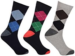 T TUSCANNYTuscanny Crew Length Cotton Men's Formal Argyle Socks (Pack of 3)