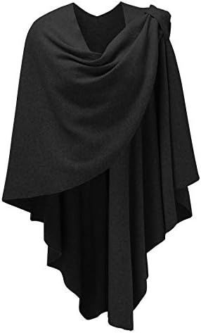 PULI Womens Large Cross Front Poncho Sweater Wrap Topper Knitted