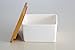 Birsppy Dash of Bleu Countertop Ceramic Salt Box with Bamboo Lid-L8