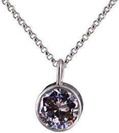 Floating diamond necklace, CZ round diamond pendant,Solitaire diamond necklace,8mm CZ diamond necklace