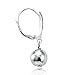 Hoops & Loops 925 Sterling Silver Ball Bead Dangle Leverback Earrings for Women, Silver Rose & Yellow Gold Flashed Sterling Silver