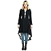 City In Left Women' s Slim Long Dovetail Turn-Down Collar Trench Coats (XX-Large, Black)