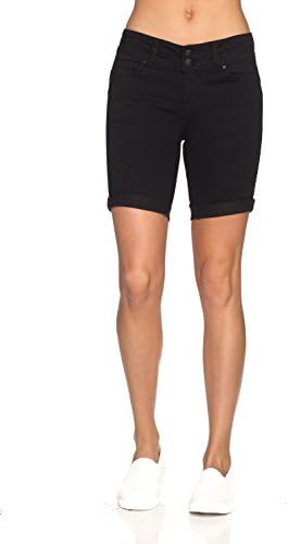 Calilogo Women's Fashion Denim Jean Stretchy Shorts Regular and Plus Sizes (Medium, Bermuda BK 2)
