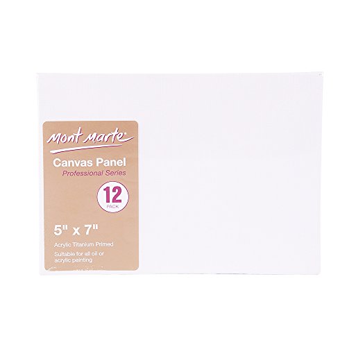 Mont Marte Canvas Panel (pack of 12), 5 X 7 inches, Canvas Panel Great for Students to Professional Artists