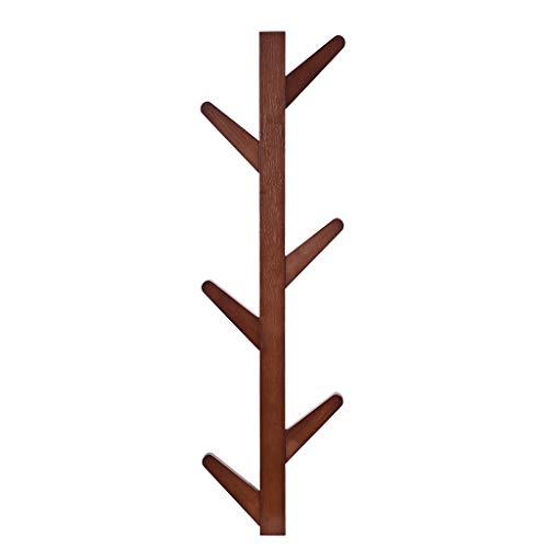 XGao Bamboo Tree Hangers with 6 Hooks Clothes Hanging Rack Towel Shelf Adhesive Or Drilling Storage Racks Hanger Rod Storage Organizer Wall Mount Easy Install Shelf for Bathroom Shower Coats (Brown)