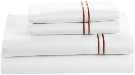 Cuddledown 400 Thread Count Sateen Flat Sheet, Queen, White/Copper