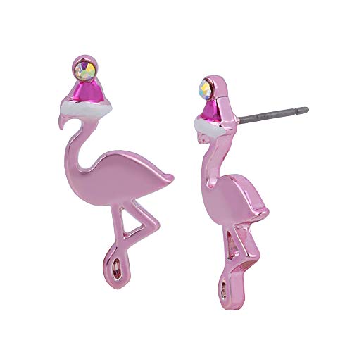 Betsey Johnson Festive Flamingo Stud Pendientes, rosa (335931GLD650)