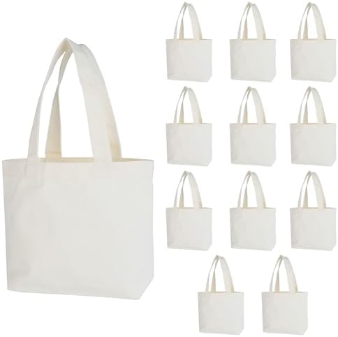 Amazon.com: Aliceset 12 Pack Mini Canvas Tote Bags Reusable Mini