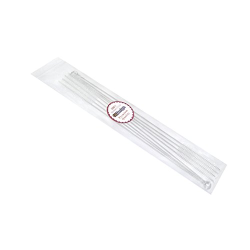 GFDesign Drinking Straw Cleaning Brushes Set 12" Extra Long 12mm Extra Wide Pipe Tube Cleaner Nylon Bristles Stainless Steel Handle - 12" x 1/2" (12mm) - Set of 8